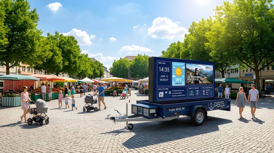 ABIS LED-Trailer im Regelbetrieb auf dem Marktplatz